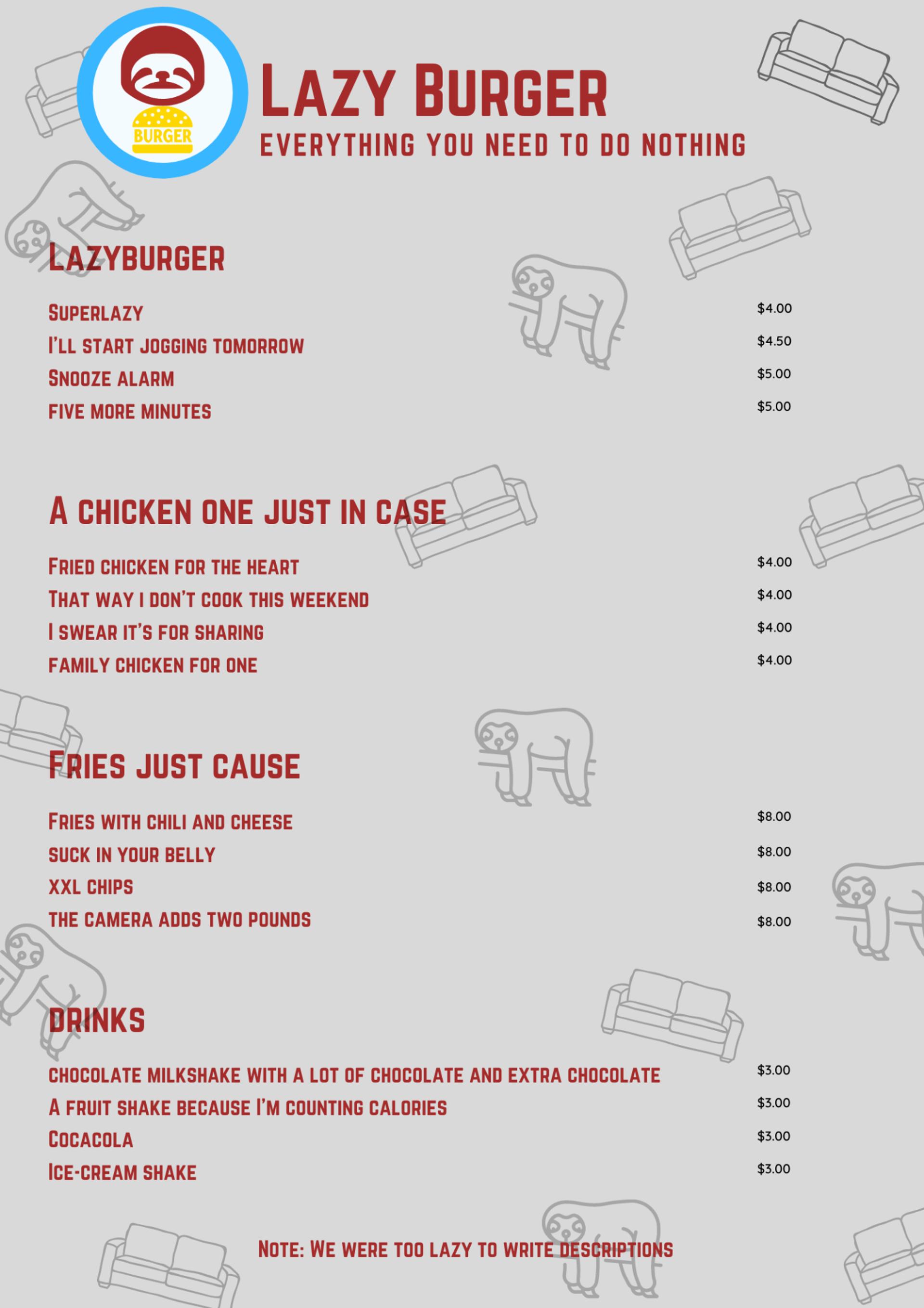 Lazy burger menu example