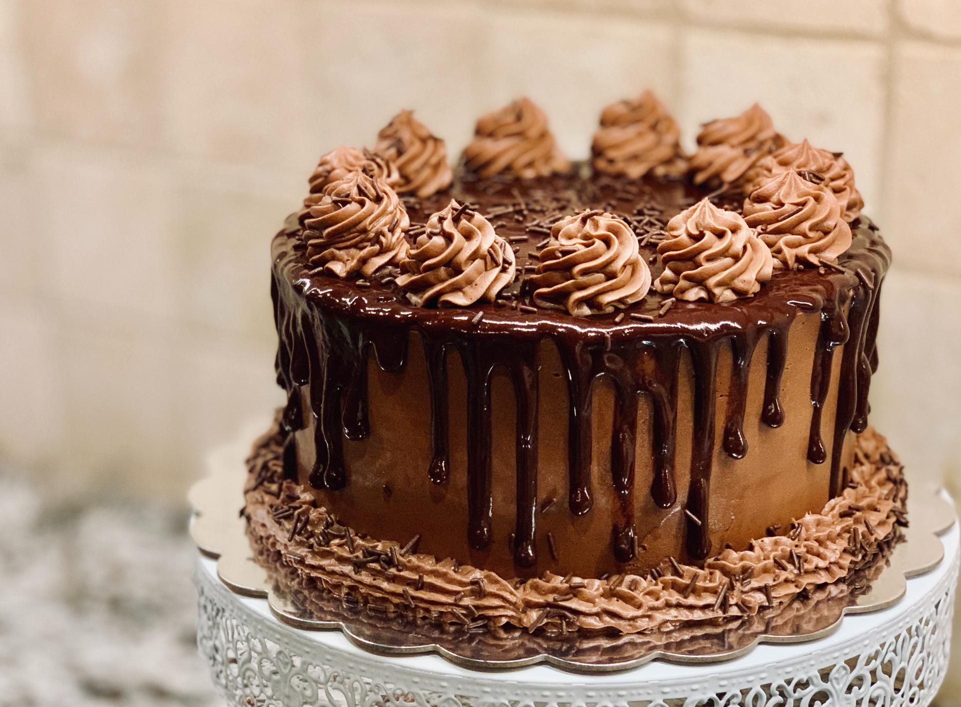 Delicious chocolate cake. Cakes are the kings of desserts because they're the most famous. If you dont sell this dessert on your coffee shop you're losing money
