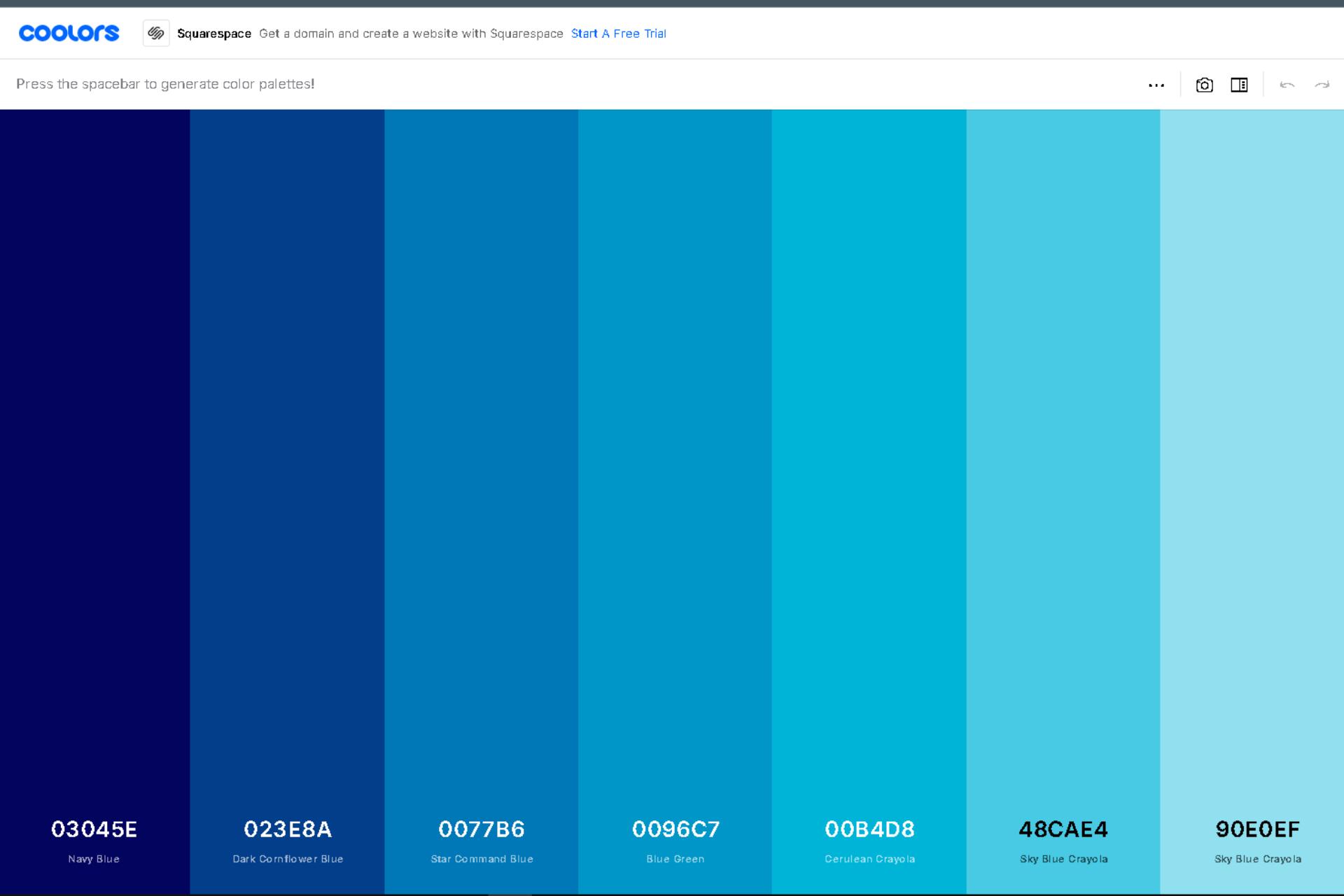 Palette de couleurs Coolors