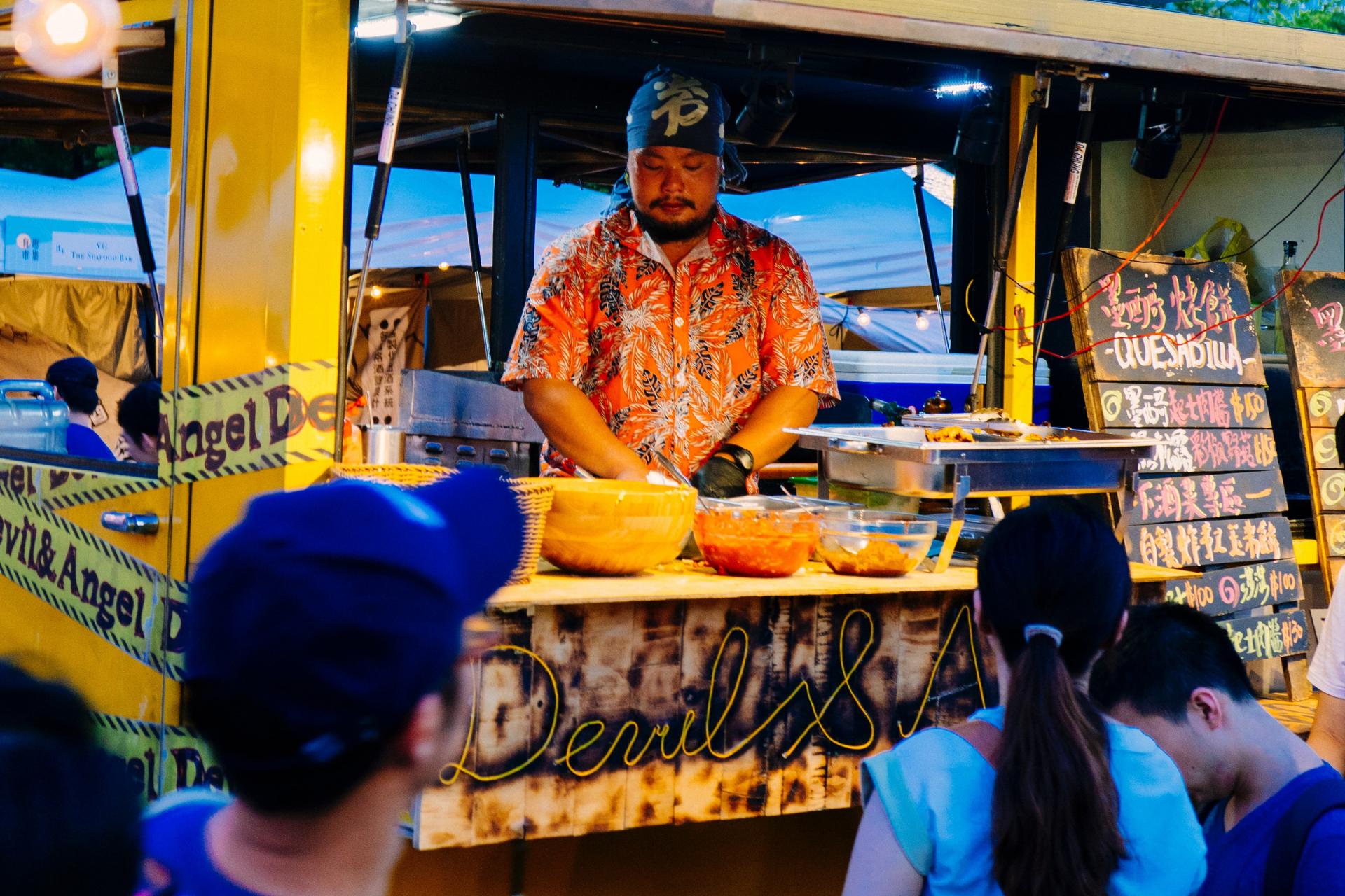 colorful mexican food food truck called devils food truck