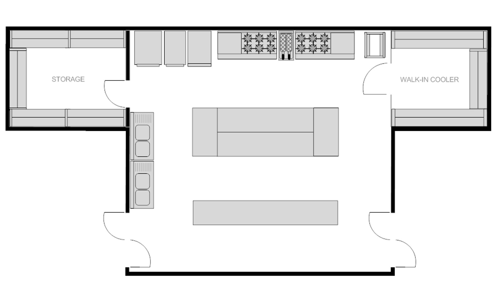 Plano de la cocina de restaurante