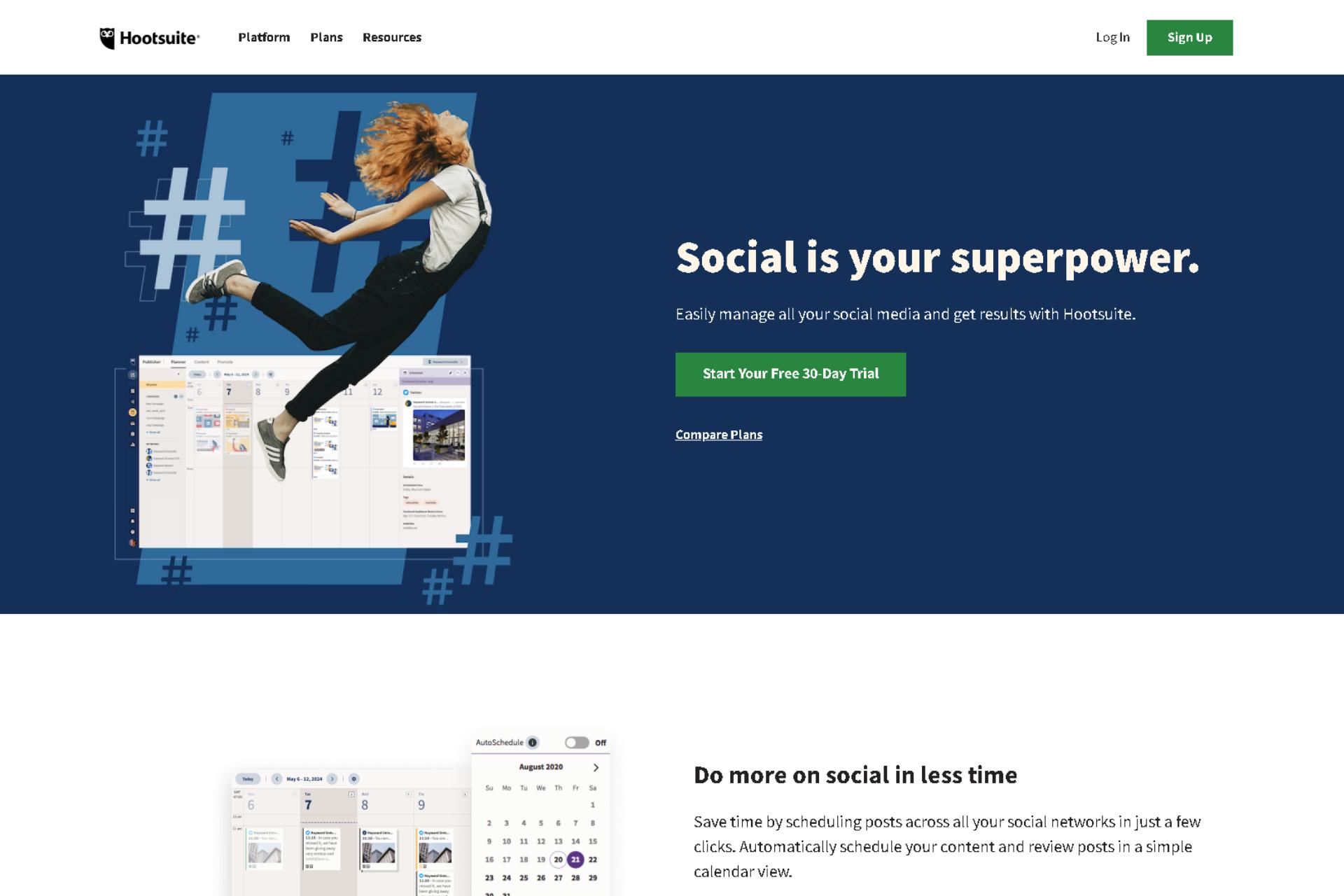 Page de destination Hootsuite