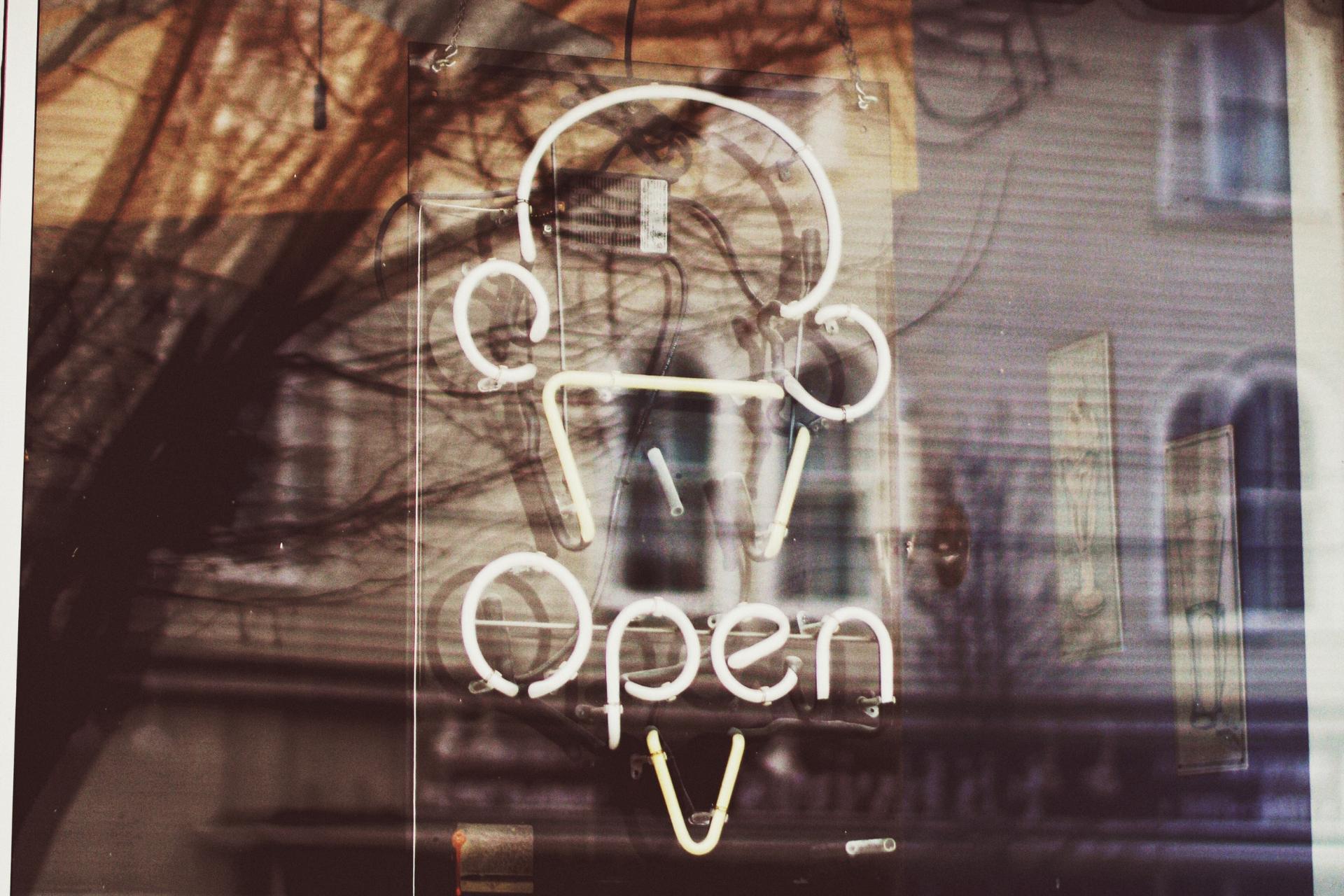 ice cream shop open sign