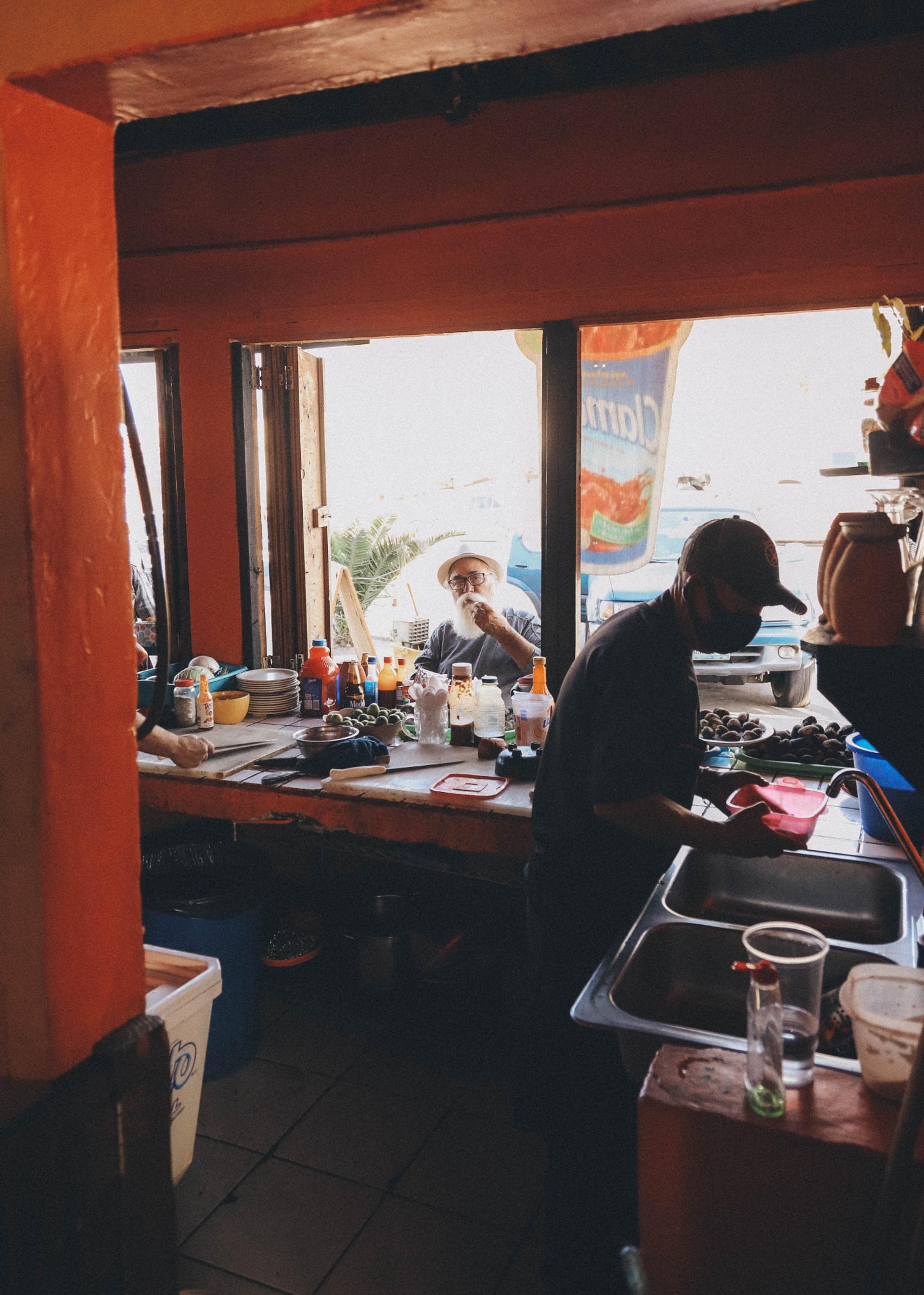 Interior of an open kitchen in Mexico