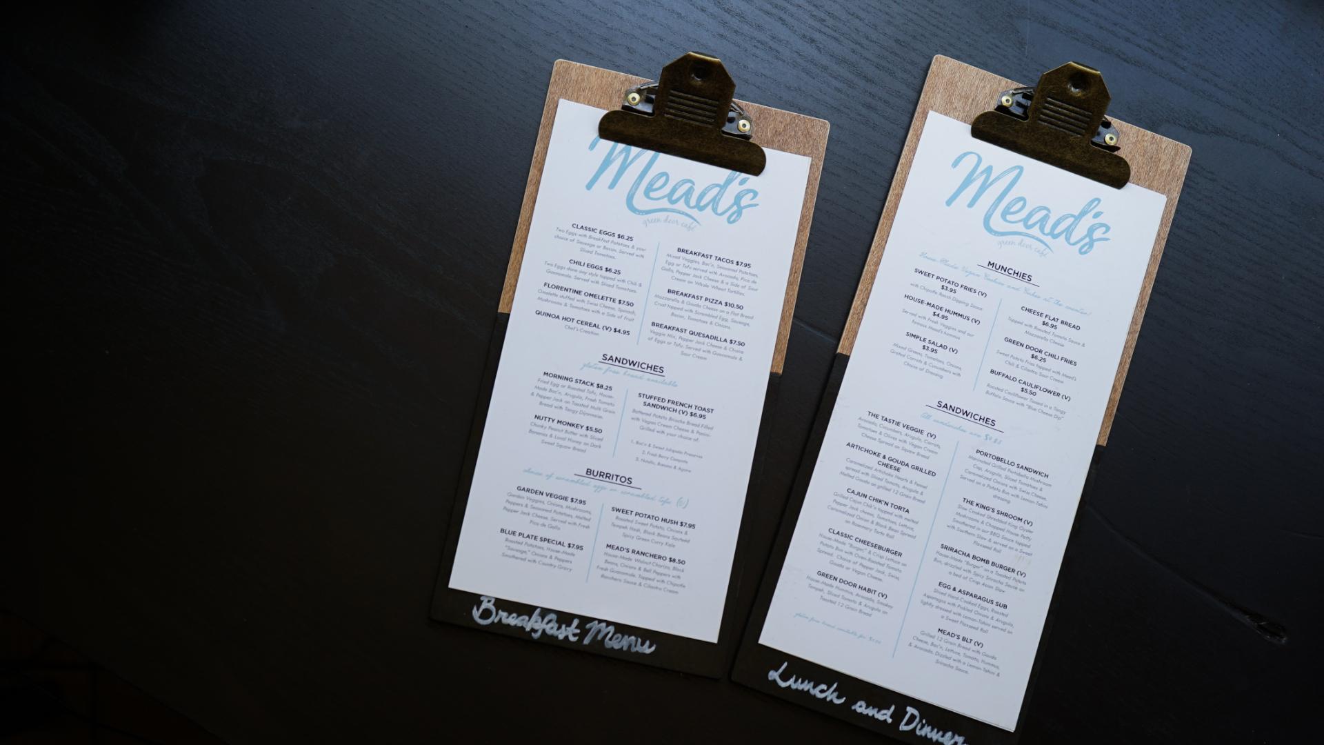 Two types of restaurant menus