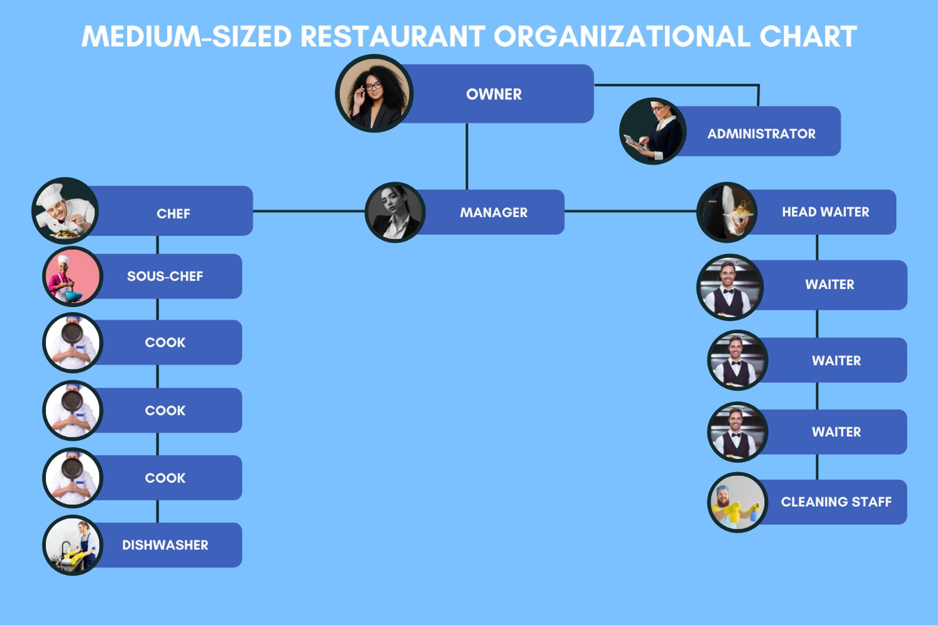 Medium-sized restaurant organizational chart