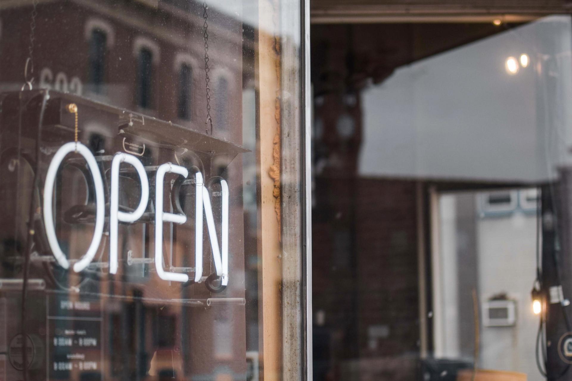 Open sign at a restaurant