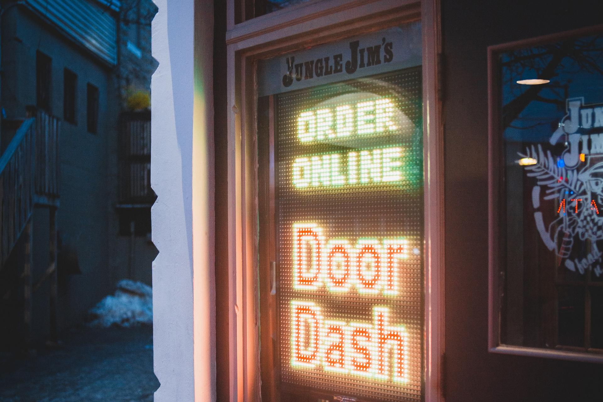 order online sign on restaurant door