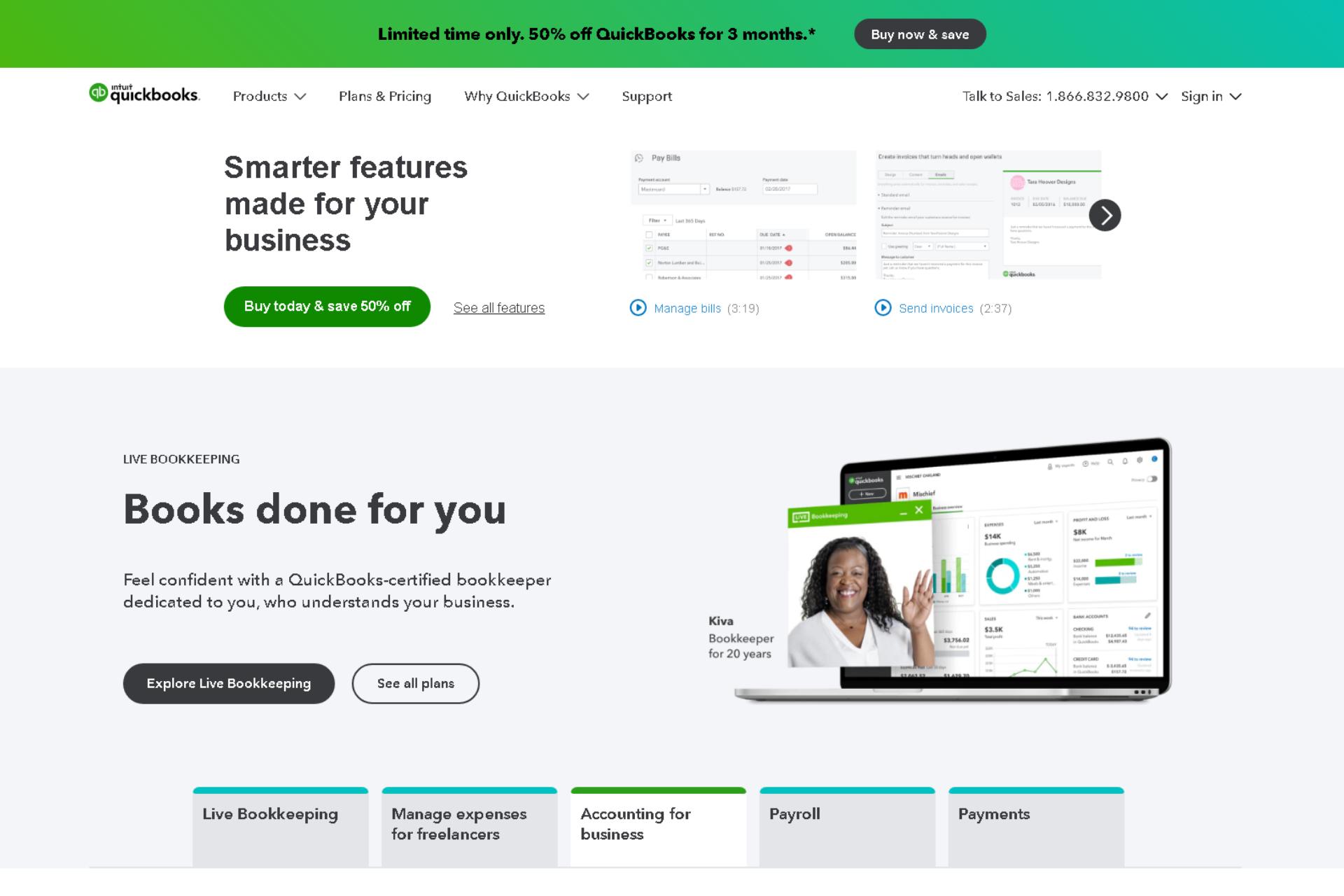 Quickbooks landing page