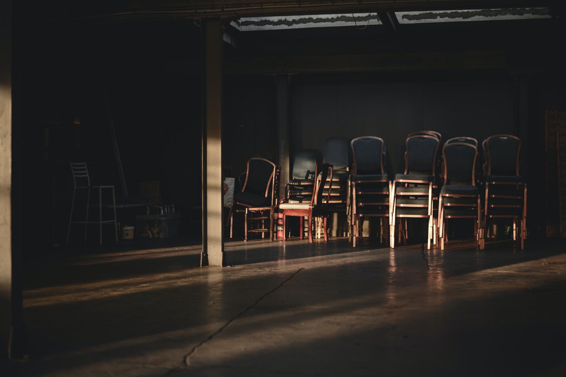 spare chairs stored