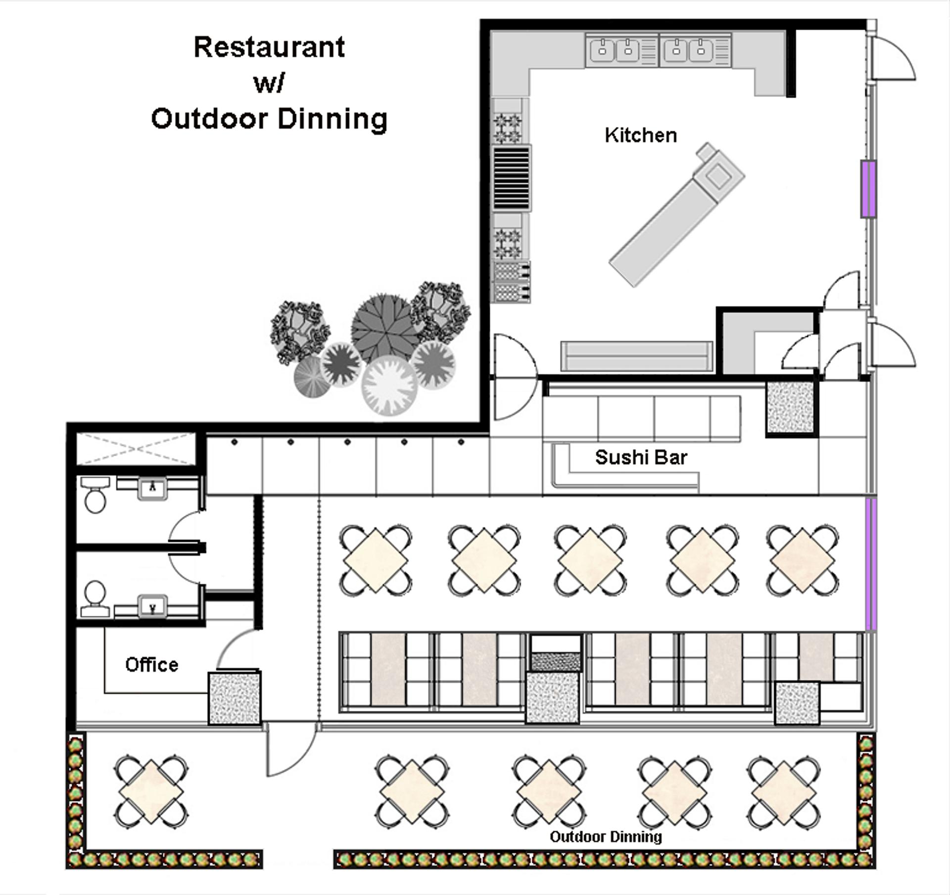 A generic restaurant floor plan