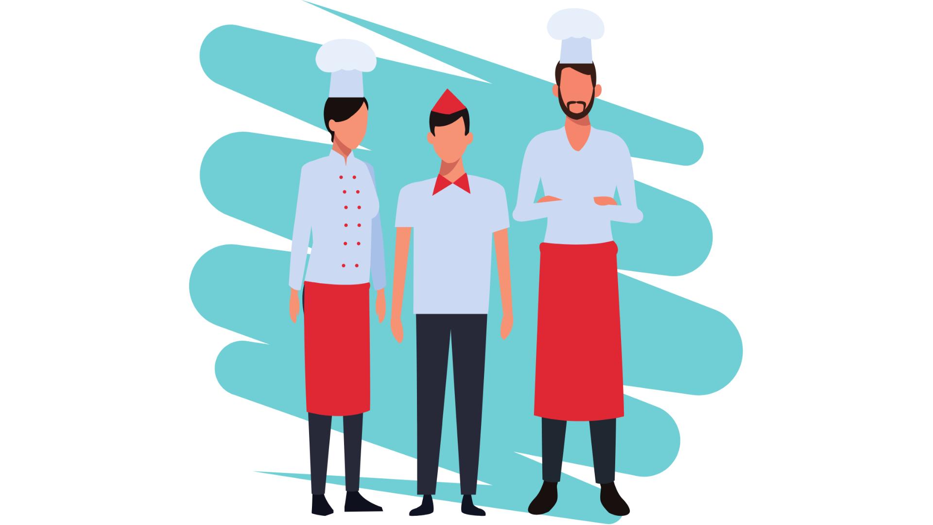 3 restaurant staff