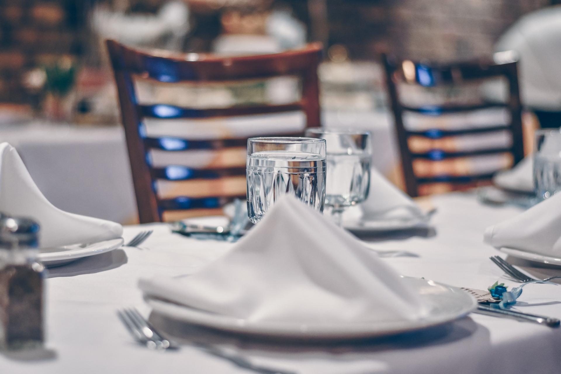 Restaurant table set for the service