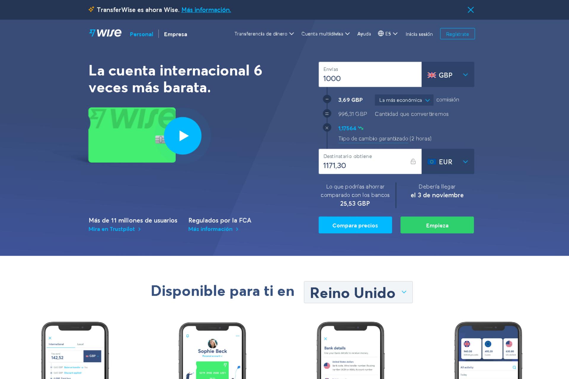 Wise, anteriormente Transferwise en español