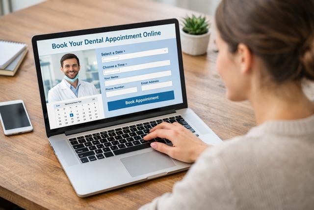 Patient booking a dental appointment online on their phone