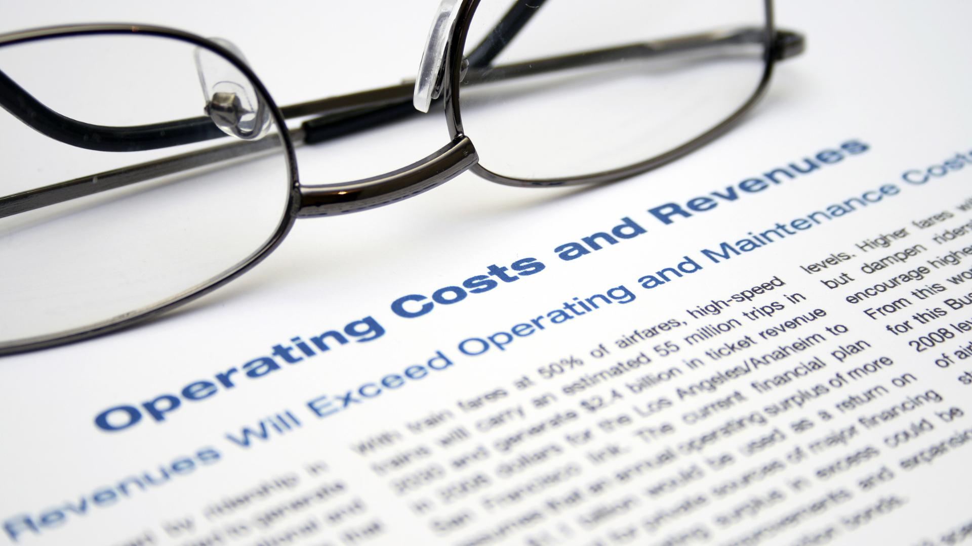 Costs and revenues document