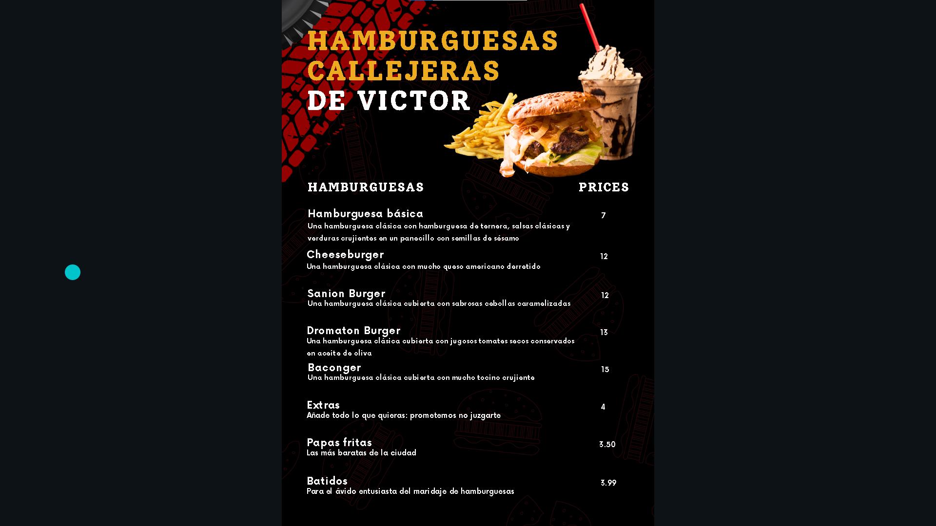 ejemplo de menu en español