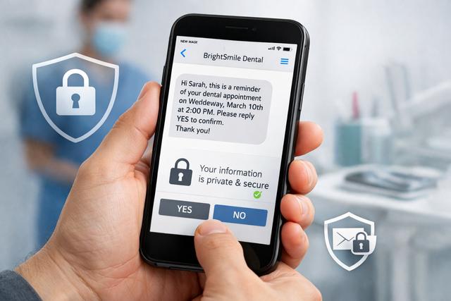 Dentist phone SMS message privacy