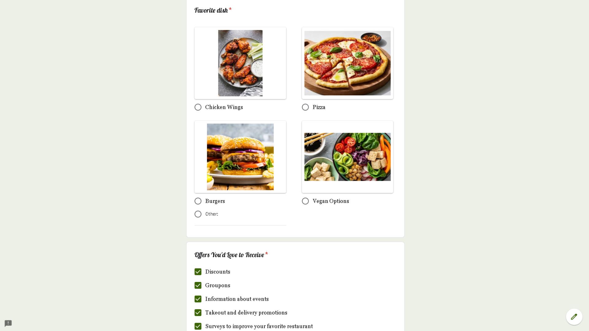 google form example for segmenting customers