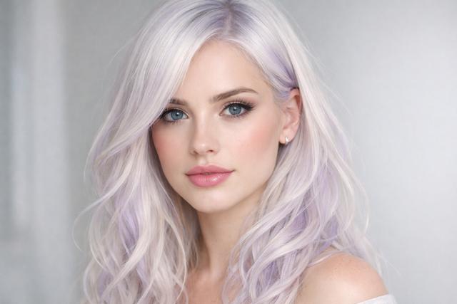 Platinum blonde hair with lavender tint