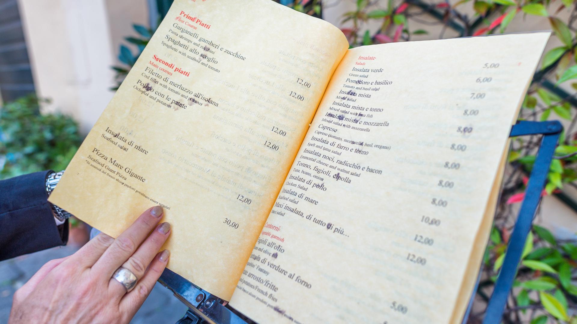 old-looking restaurant menu