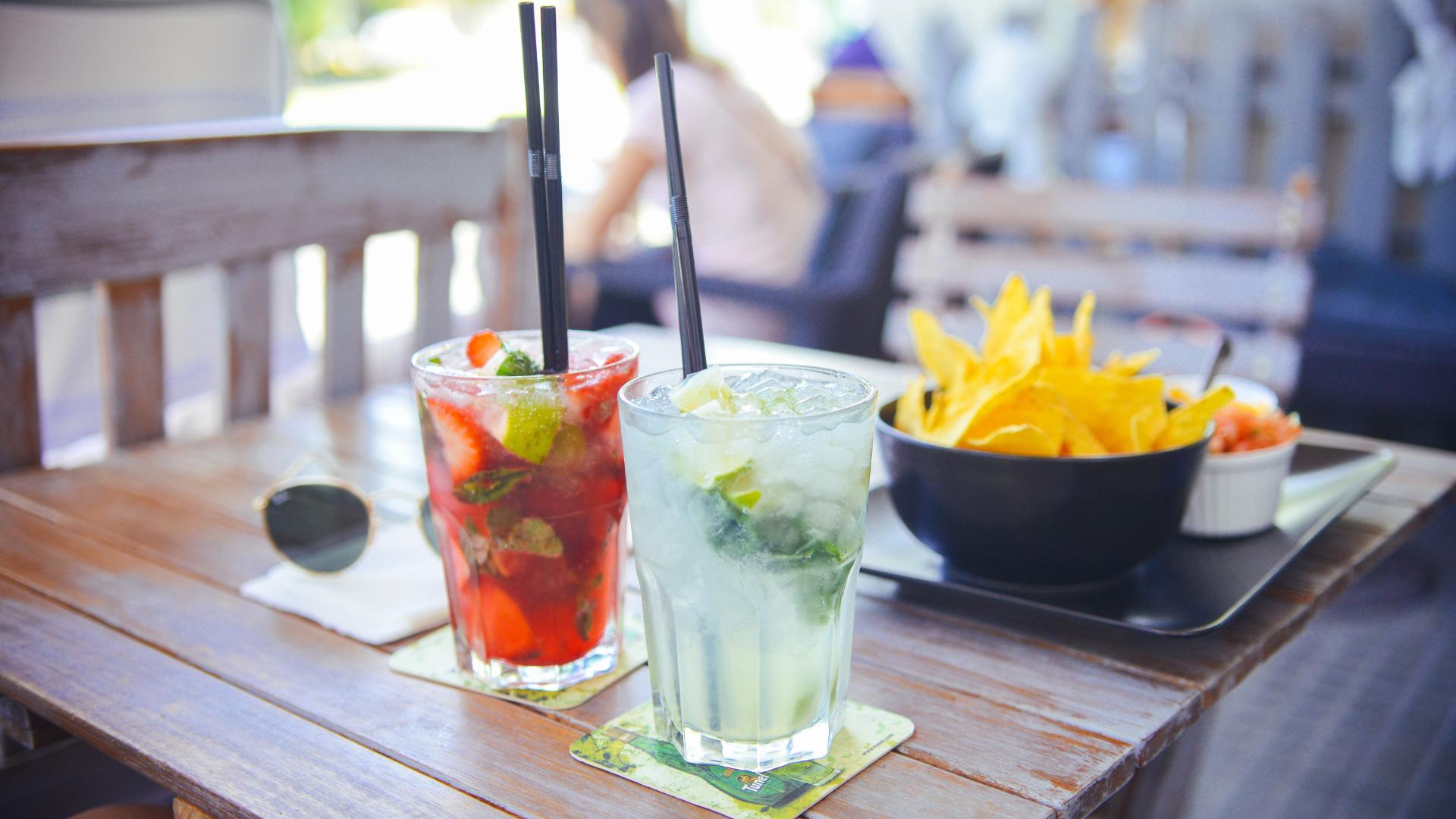 restaurant drinks at a table