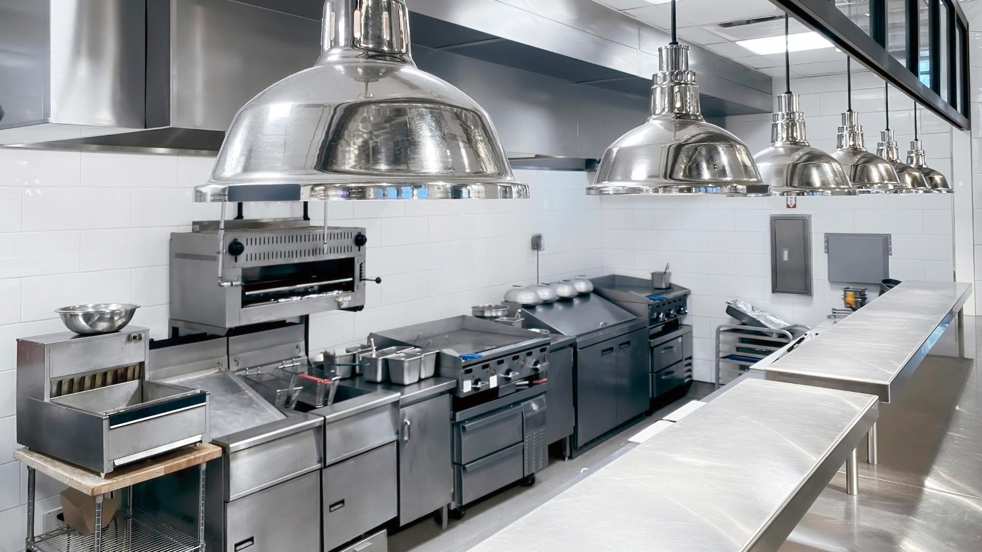 shiny new restaurant kitchen equipment