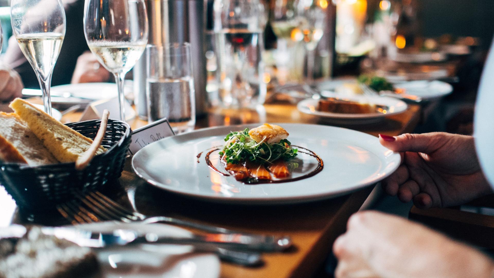 restaurant food at a table