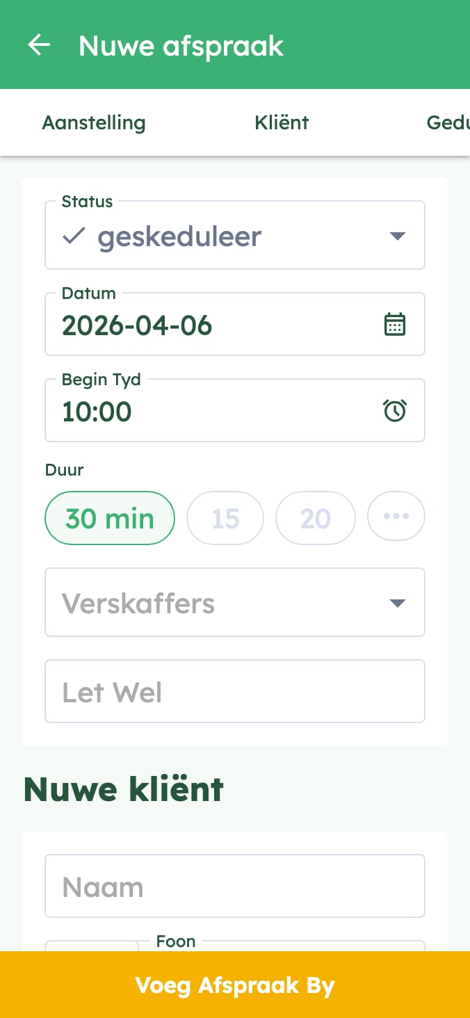 Bestuur maklik die afsprake van jou veterinaire kliniek on smartphone