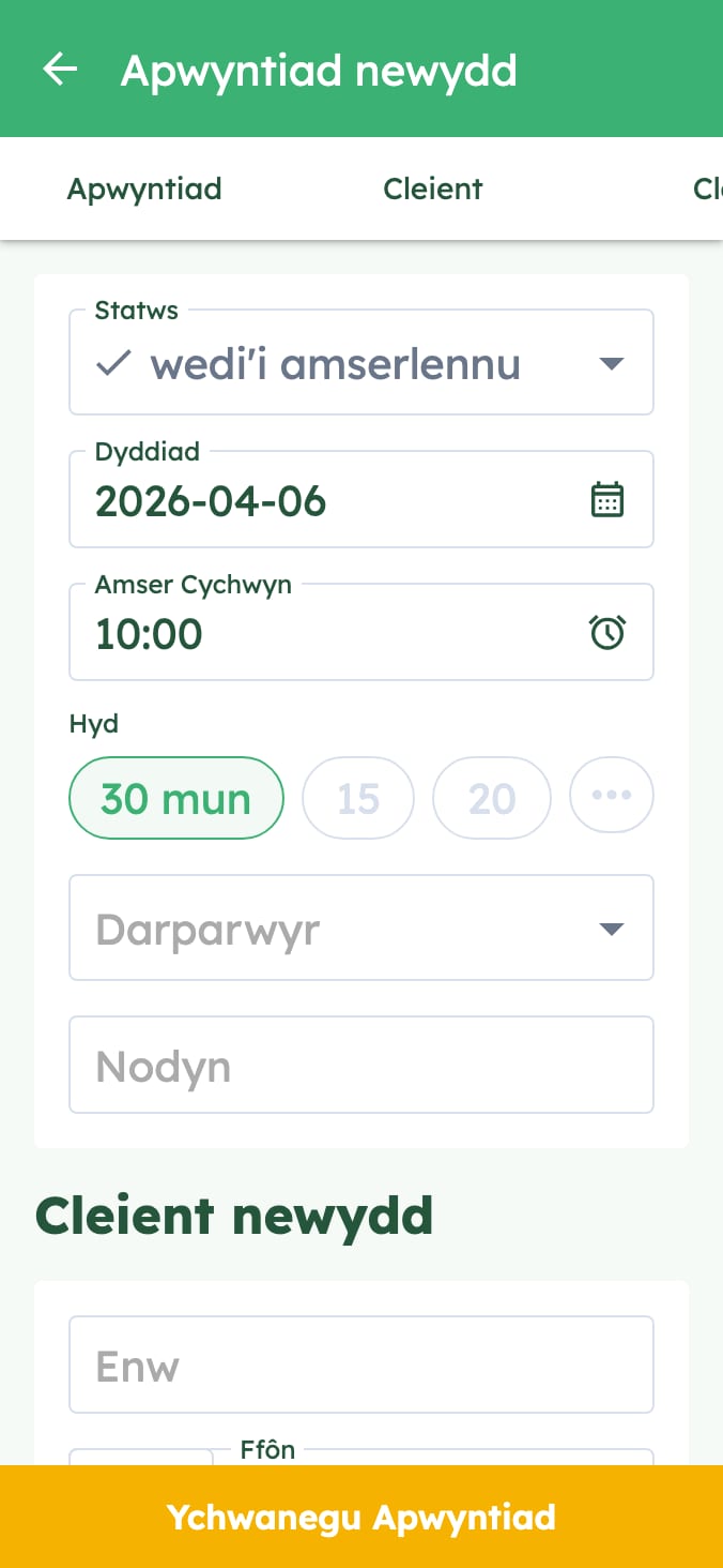 Rheoli apwyntiadau eich clinig veterinaraidd yn hawdd on smartphone