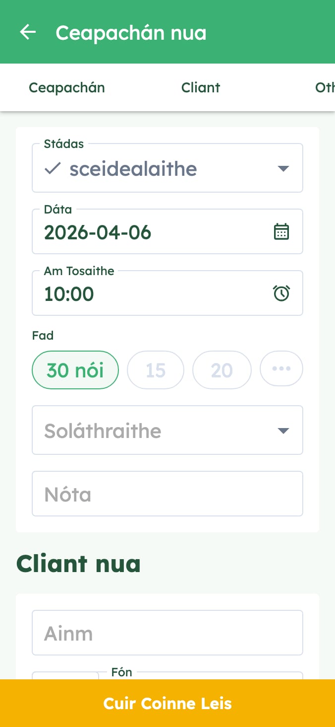 Bain bainistíocht ar choinníollacha coinne do cheardlann tréidliachta go héasca on smartphone