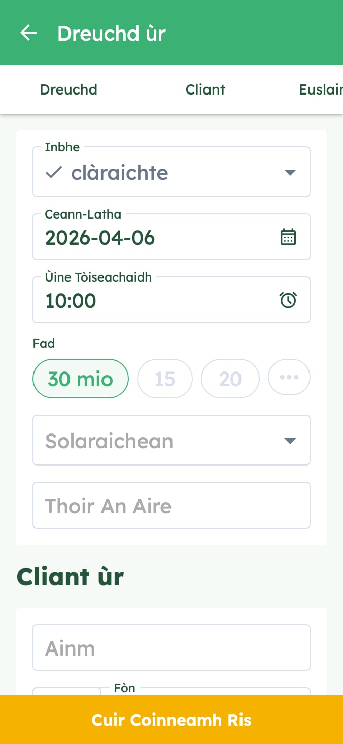 Rian gu furasta choinneamhan do chlionaig bheathach-eòlasail on smartphone