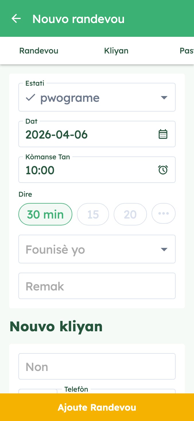 Jere randevou klinik veterinè ou fasilman on smartphone