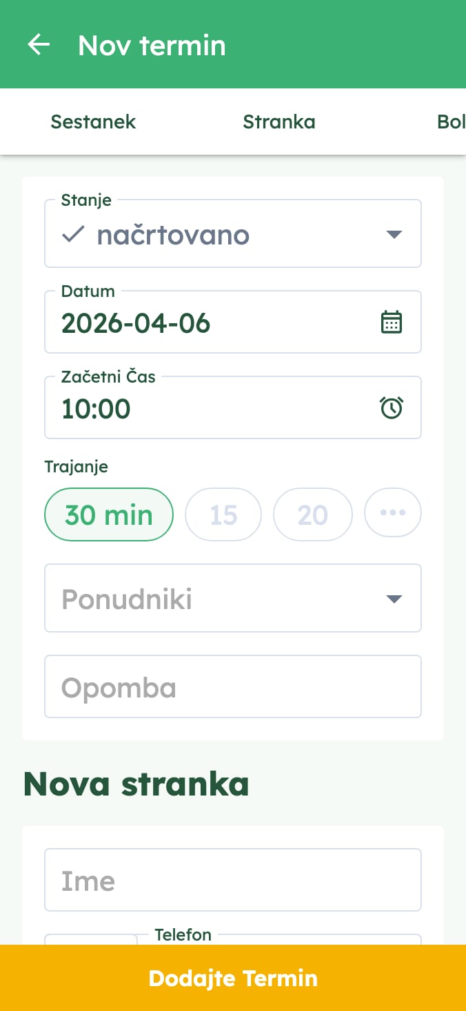 Enostavno upravljajte termine v vaši veterinarski ambulanti on smartphone