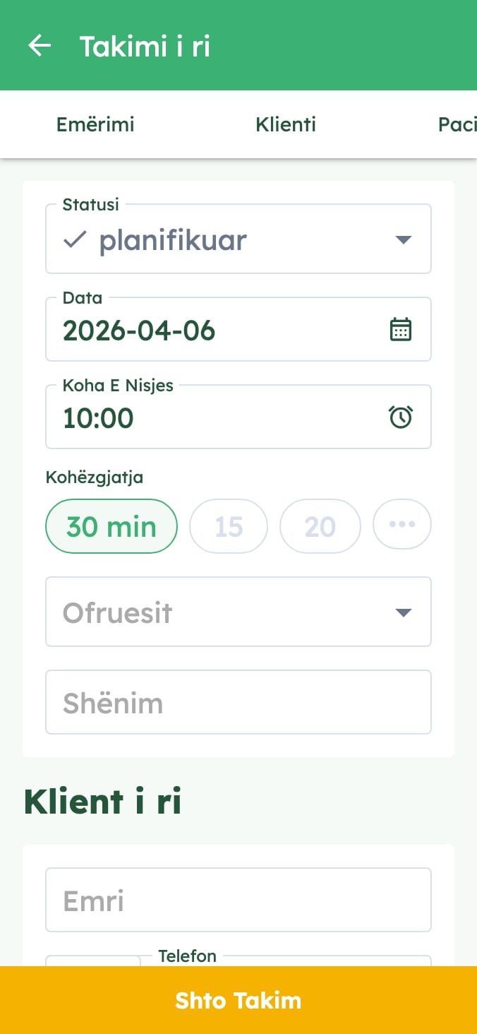 Menaxhoni lehtësisht takimet e klinikës suaj veterinarie on smartphone