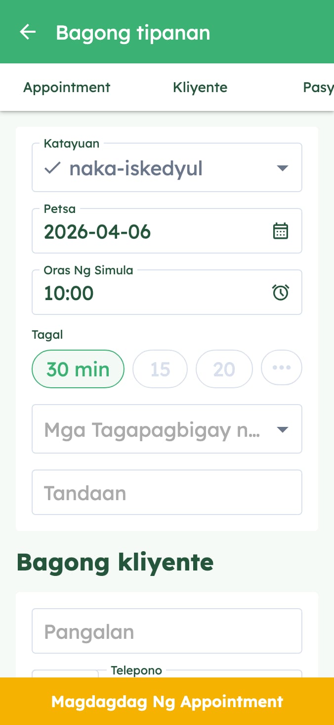 Madaling pamahalaan ang mga appointment ng iyong klinika ng beterinaryo on smartphone