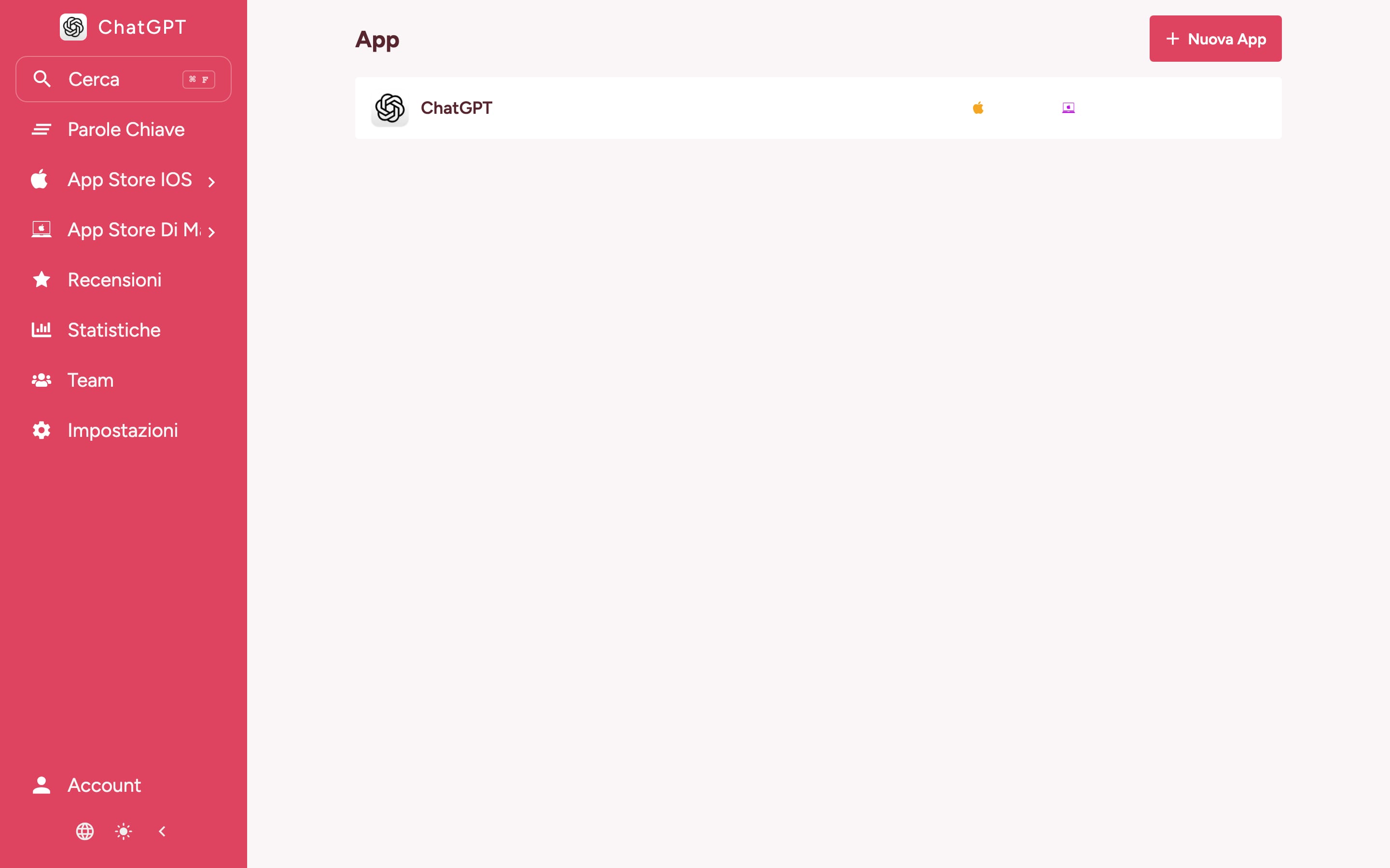 Monitora il posizionamento delle parole chiave del tuo app store on desktop