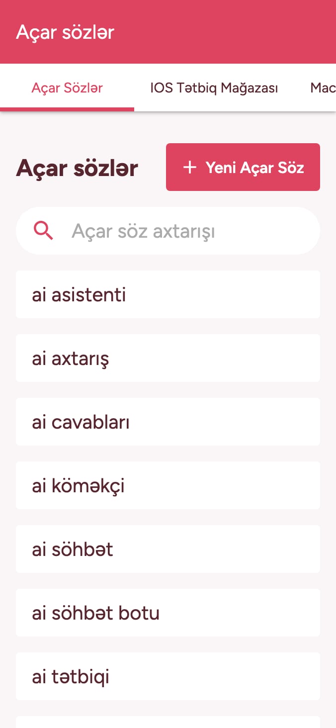 Tətbiq mağazası açar söz reytinqlərinizi izləyin on smartphone