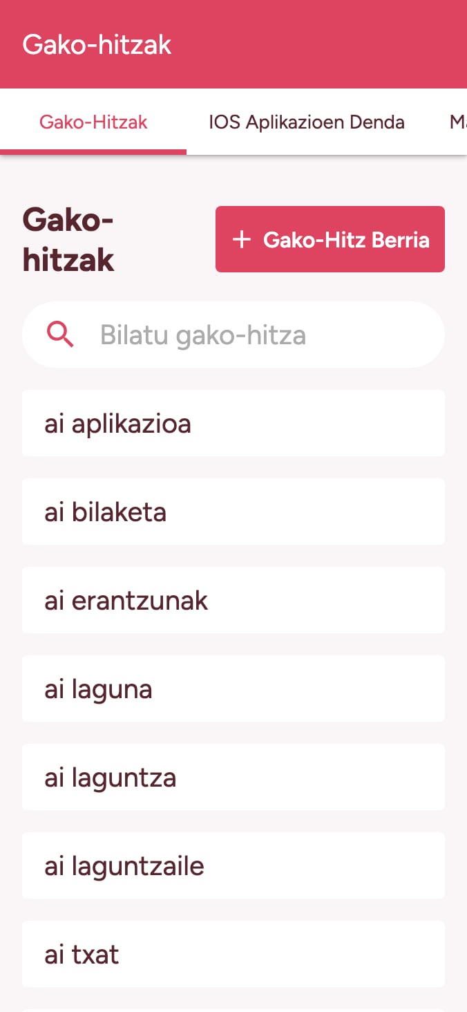 Jarrai ezazu zure aplikazio-dendako gako-hitzen sailkapena on smartphone