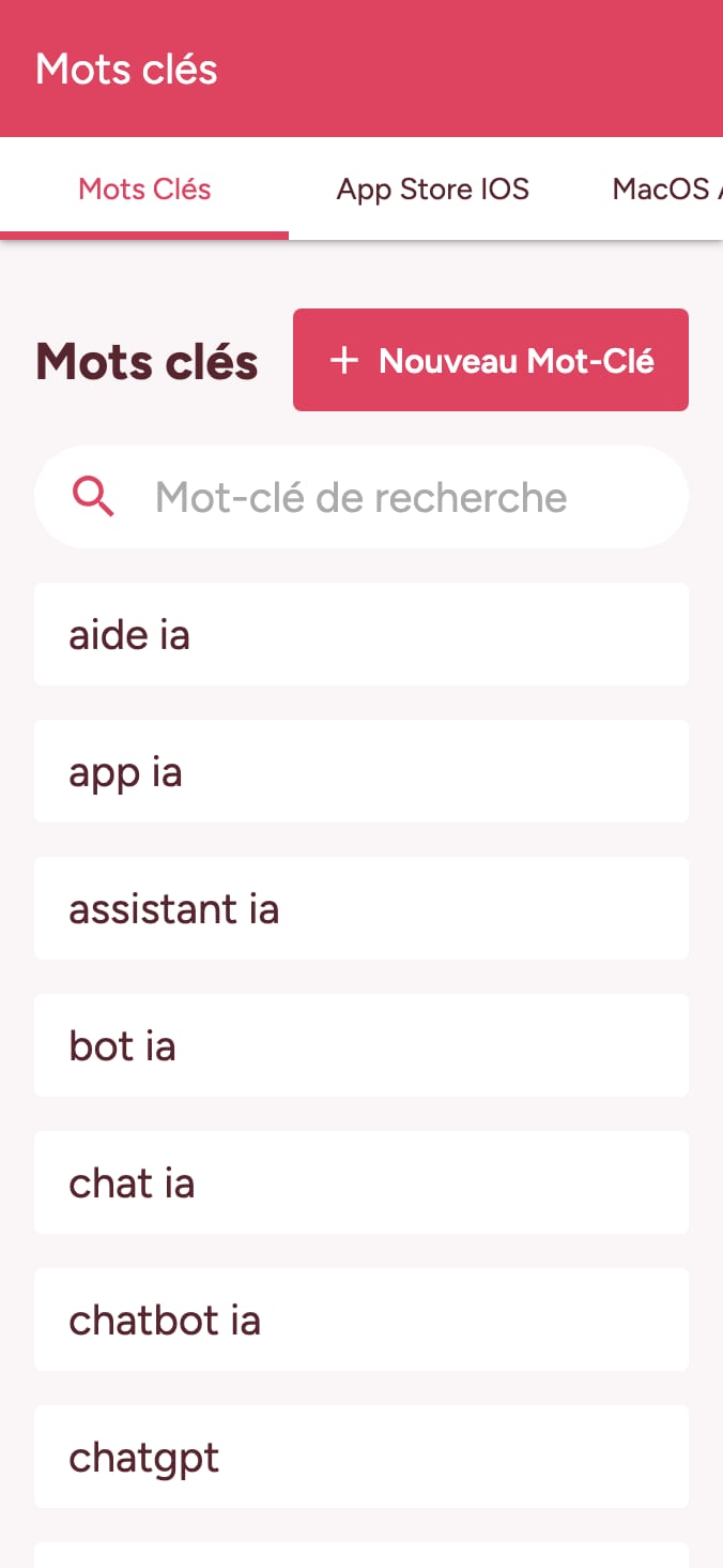 Suivez le classement de vos mots clés sur l'App Store on smartphone