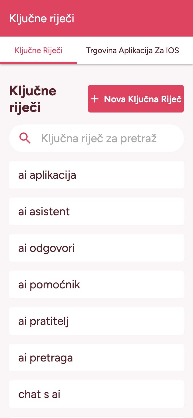 Pratite rangiranje ključnih riječi u trgovini aplikacija on smartphone