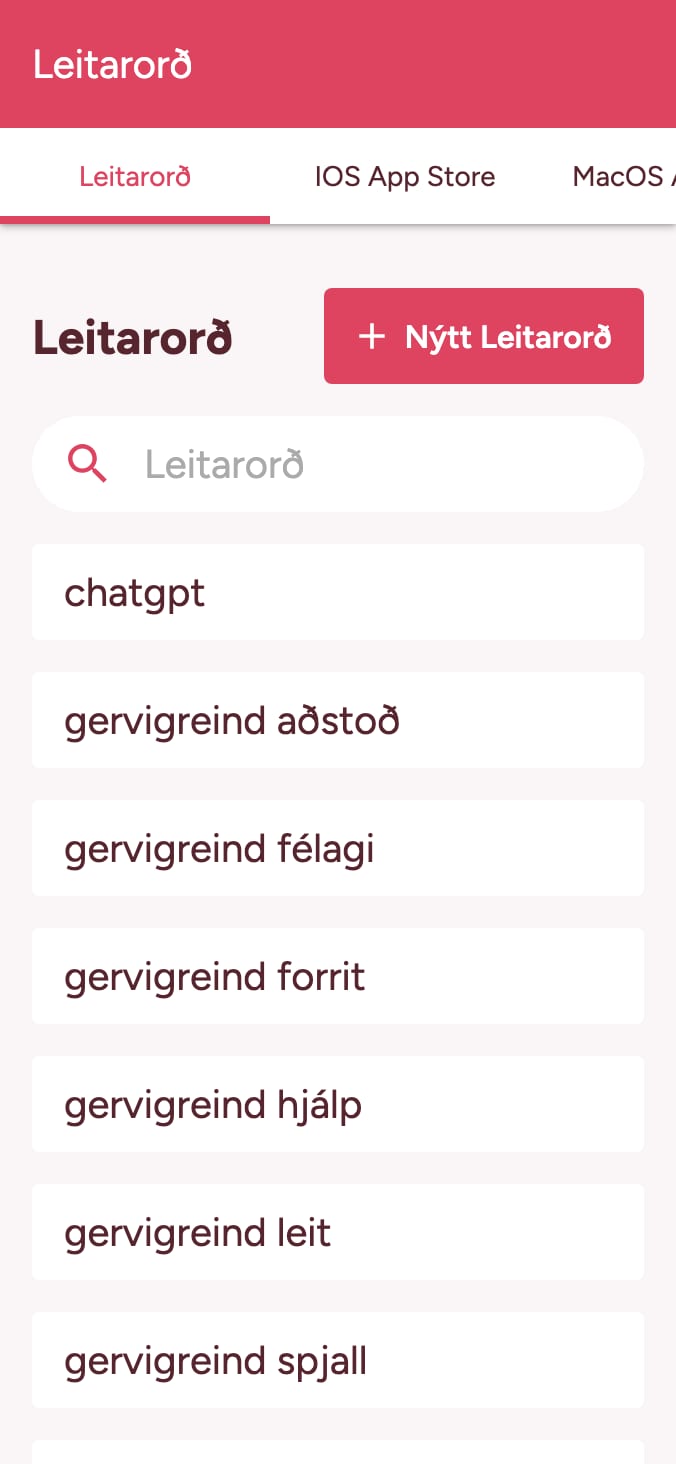 Fylgstu með leitarorðaröðun þinni í appversluninni on smartphone