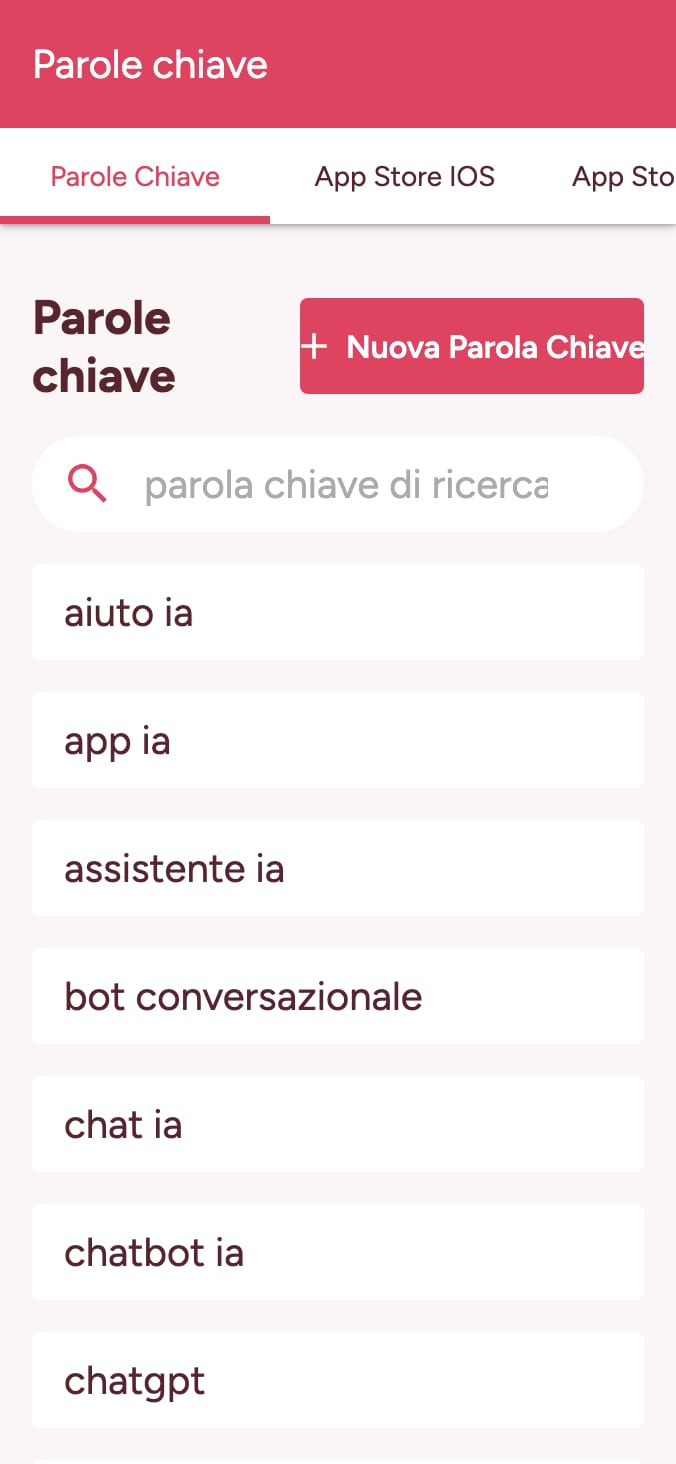 Monitora il posizionamento delle parole chiave del tuo app store on smartphone