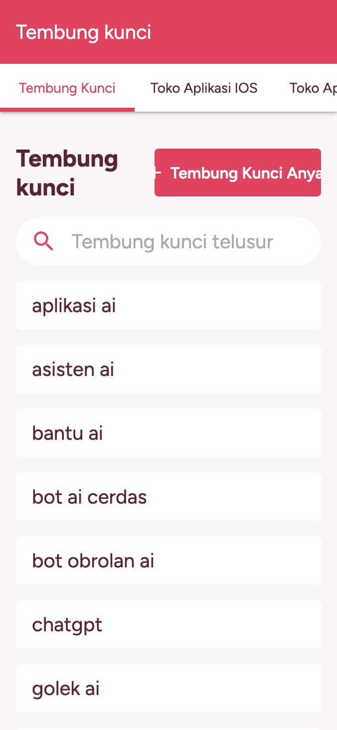 Lacak peringkat tembung kunci toko aplikasi sampeyan on smartphone