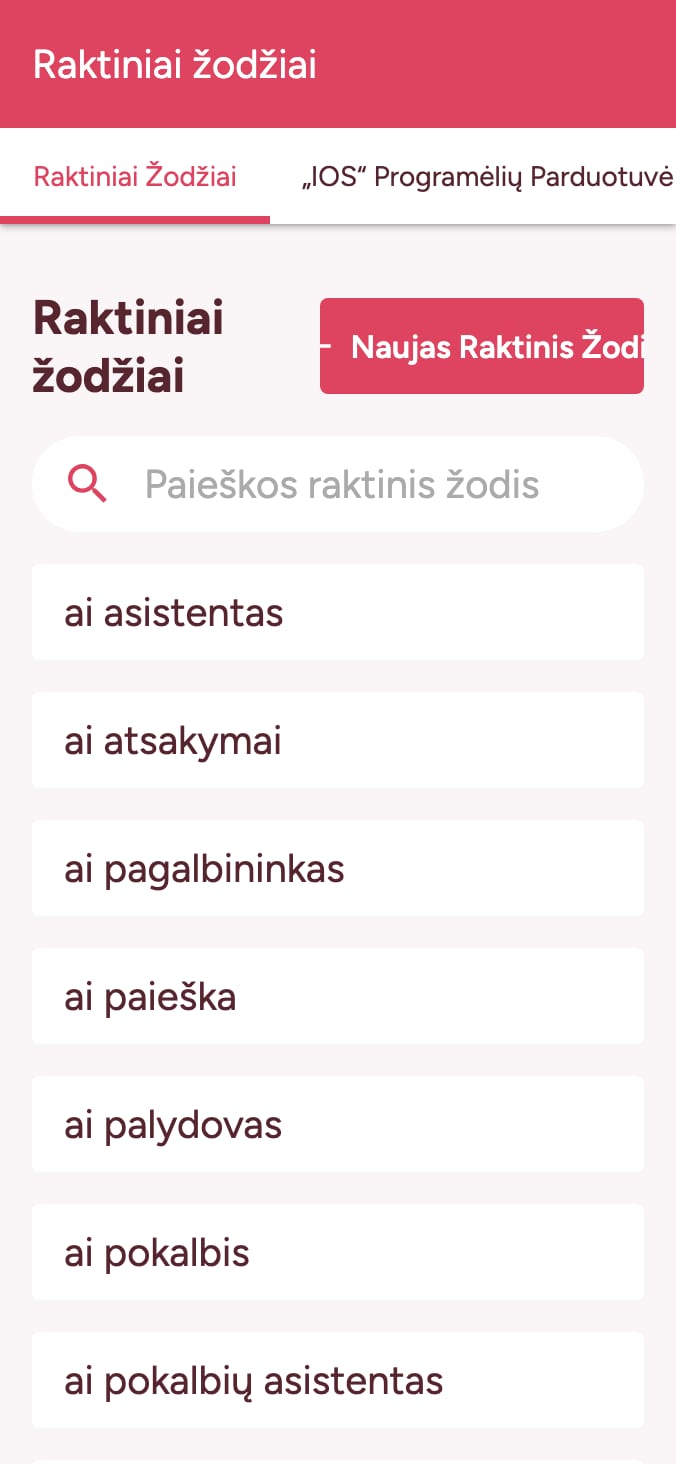 Stebėkite savo programėlių parduotuvės raktinių žodžių reitingus on smartphone