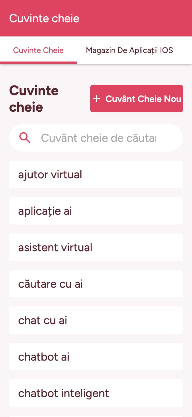 Urmărește clasamentele cuvintelor cheie din magazinul de aplicații on smartphone