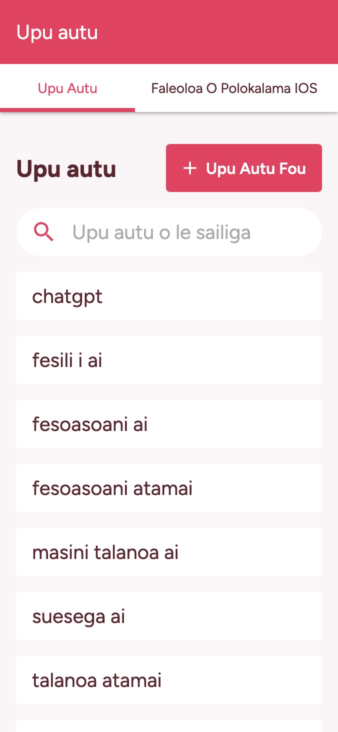 Siaki le tulaga o upu autu o lau faleoloa polokalama on smartphone
