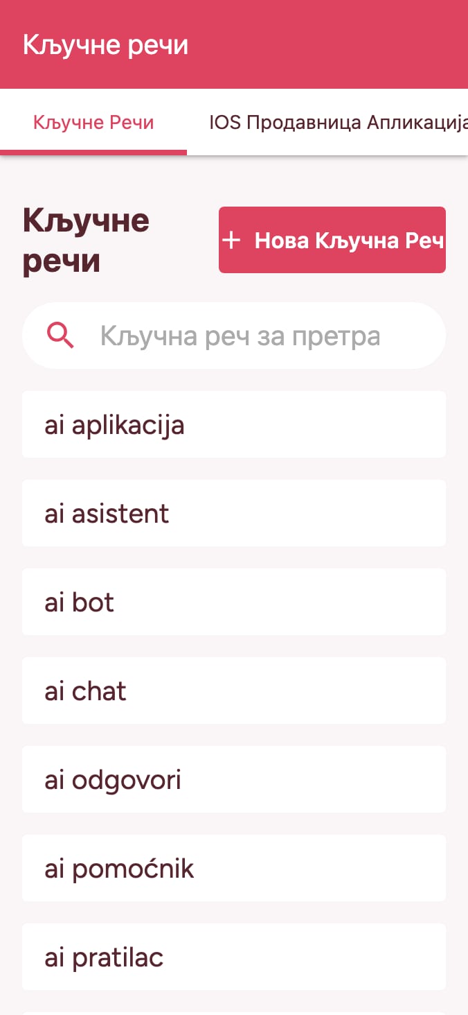 Пратите рангирање кључних речи у продавници апликација on smartphone
