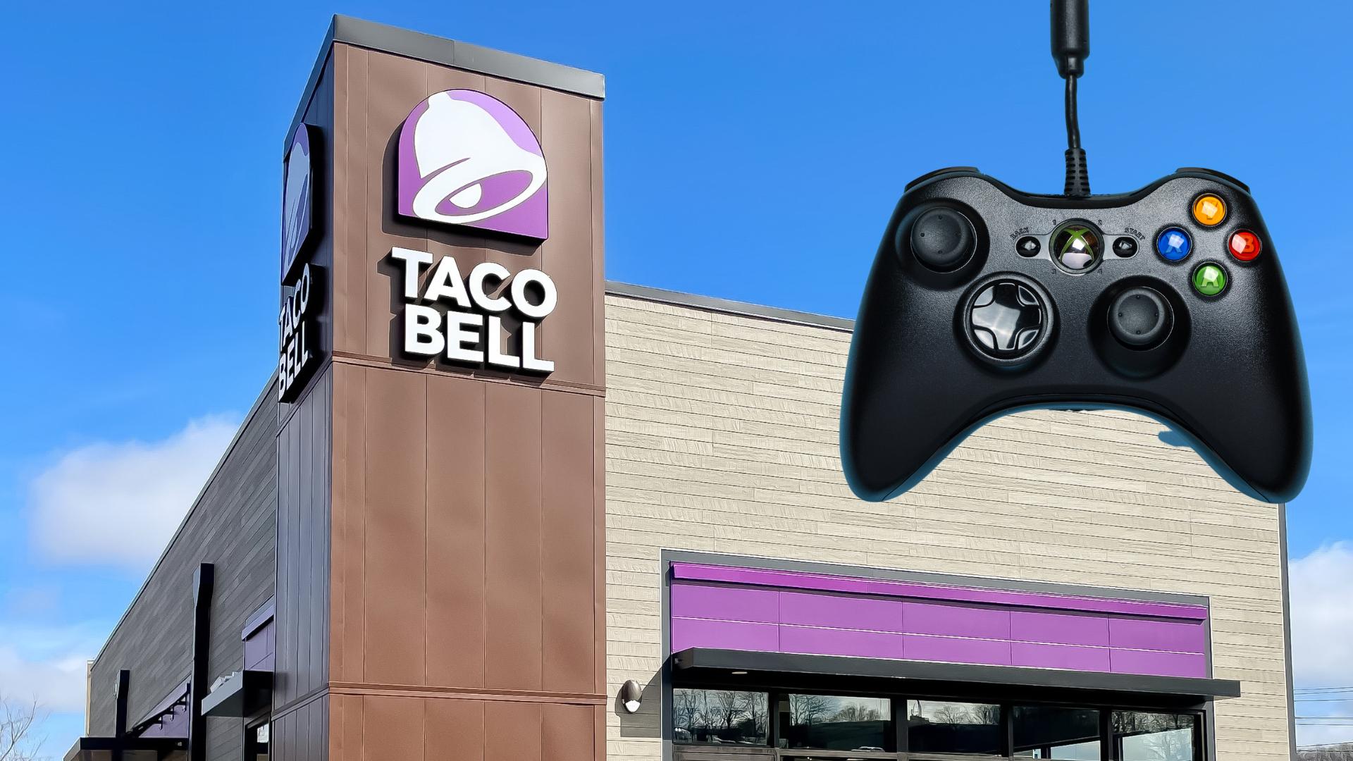 restaurante taco bell e controle de xbox para representar colaboração