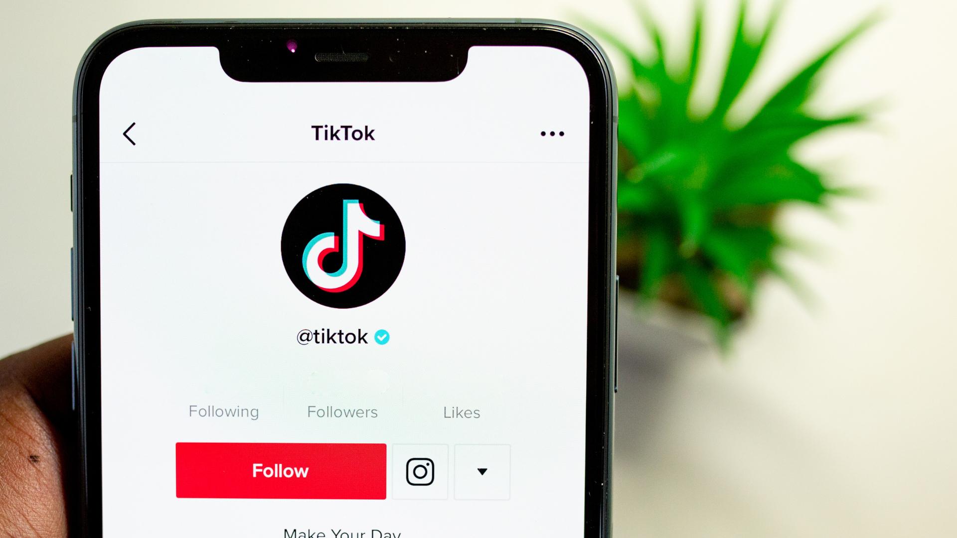 página tiktok en un teléfono inteligente